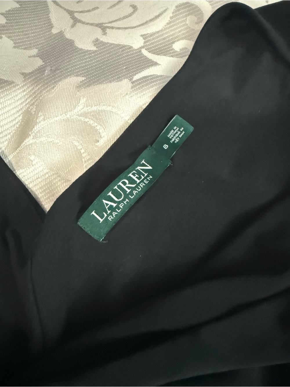 NWT Lauren Ralph Lauren Black Ruched Faux Wrap Sheath Dress SZ 8 Career Cocktail - Picture 6 of 10